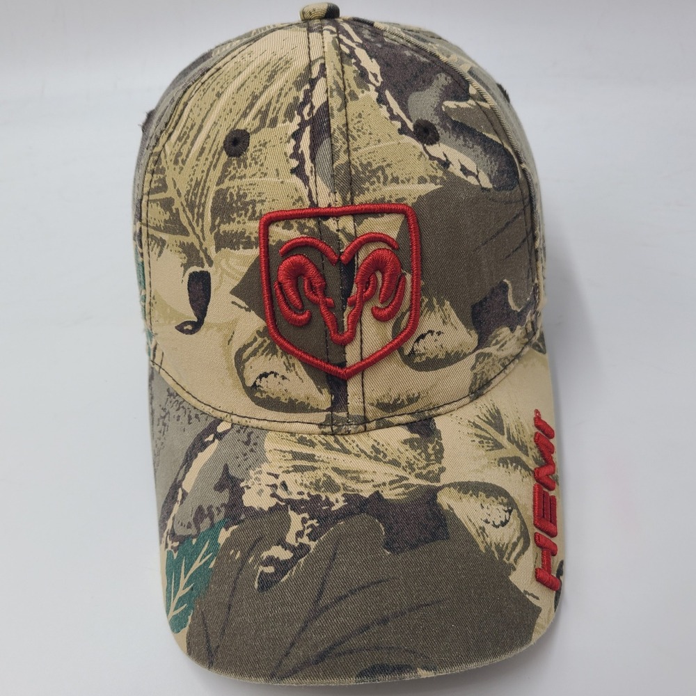 Vintage Dodge Hat Snapback (Fits Small) Camo Beige Red Hemi Ram Logo Truck Men